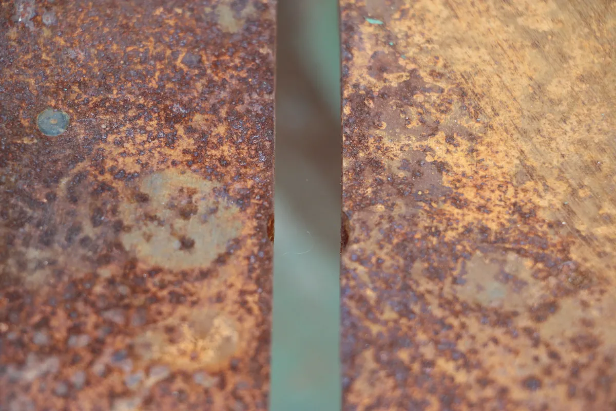 Metal surface before rust removal, project four