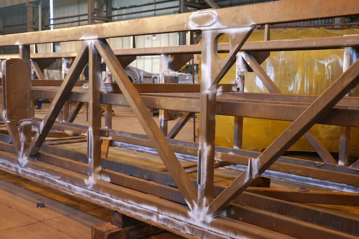 Steel frame before rust removal